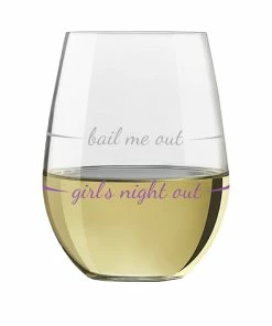 Girls Night Out Bail Me Out Stemless Wine Glass, 16 Oz. -Department Store Shop Girls Night Out Bail Me Out Stemless Wine Glass PWSC6001 03