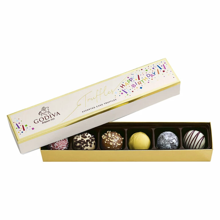Godiva Assorted Birthday Cake Truffle Flight, 6 Pieces 1 Godiva Assorted Birthday Cake Truffle Flight, 6 Pieces