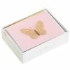 Hallmark Gold Butterfly On Pink Blank Note Cards, Box Of 8