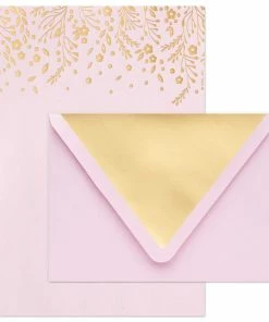Hallmark Gold Floral On Pink Stationery Set, Box Of 20 -Department Store Shop Gold Floral on Pink Stationery Set 1499STN1139 03