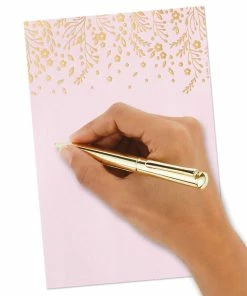 Hallmark Gold Floral On Pink Stationery Set, Box Of 20 -Department Store Shop Gold Floral on Pink Stationery Set 1499STN1139 04