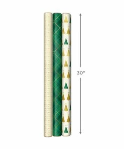 Hallmark Gold And Green 3-Pack Christmas Wrapping Paper Assortment, 120 Sq. Ft. 10 Hallmark Gold And Green 3-Pack Christmas Wrapping Paper Assortment, 120 Sq. Ft. -Department Store Shop Gold and Green Assortment Christmas Gift Wrap 5JXW1204 04