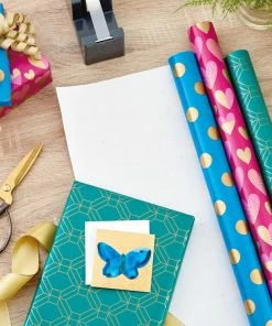 Hallmark Gold And Jewel Tones 3-Pack Wrapping Paper, 105 Sq. Ft. Total 8 Hallmark Gold And Jewel Tones 3-Pack Wrapping Paper, 105 Sq. Ft. Total -Department Store Shop Gold and Jewel Tones 3Pack Wrapping Paper Rolls 5EWR6389 02