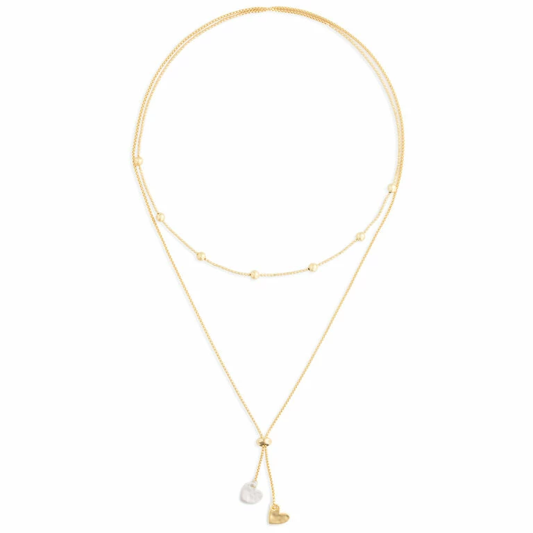 Double Heart Charms Giving Necklace, 35" 3 Double Heart Charms Giving Necklace, 35" - Image 3