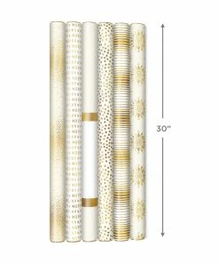 Hallmark Gold And White 6-Pack Holiday Wrapping Paper Assortment, 180 Sq. Ft. 19 Hallmark Gold And White 6-Pack Holiday Wrapping Paper Assortment, 180 Sq. Ft. -Department Store Shop Gold and White Christmas Wrapping Paper Assortment 5JXW1086 10