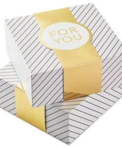Hallmark 10" Gold And White Striped 2-Pack Gift Boxes With Bands