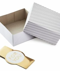 Hallmark 10" Gold And White Striped 2-Pack Gift Boxes With Bands -Department Store Shop Gold and White Striped 2Pack Gift Boxes With Bands 5EBC1226 03