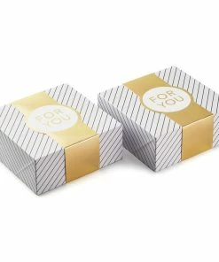 Hallmark 10" Gold And White Striped 2-Pack Gift Boxes With Bands -Department Store Shop Gold and White Striped 2Pack Gift Boxes With Bands 5EBC1226 06