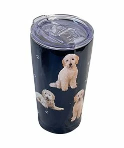 E&S Pets Goldendoodle Stainless Steel Tumbler, 20 Oz. -Department Store Shop Goldendoodles on Black Stainless Steel Tumble 115134 02
