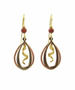 Silver Forest Gold-Tone Mixed Metal Spiral Teardrop Earrings