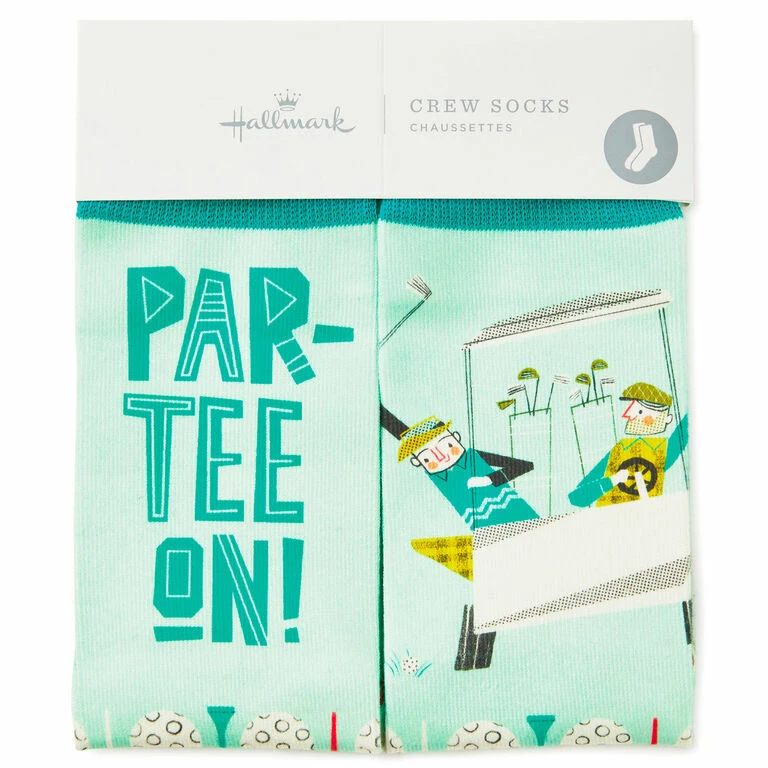 Hallmark Par-tee On Golf Funny Crew Socks 2 Hallmark Par-tee On Golf Funny Crew Socks - Image 2
