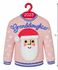 Hallmark Granddaughter Christmas Sweater 2023 Ornament -Department Store Shop Granddaughter Santa Sweater 2023 Keepsake Ornament 1399QGO2549 03