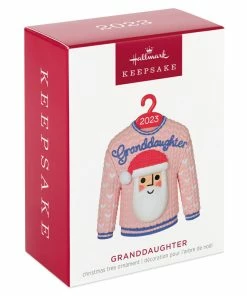 Hallmark Granddaughter Christmas Sweater 2023 Ornament -Department Store Shop Granddaughter Santa Sweater 2023 Keepsake Ornament 1399QGO2549 04