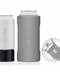 BruMate Matte Gray Stainless Steel 3-in-1 Can Cooler, 12/16 Oz.