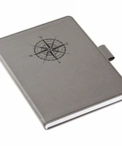 Hallmark Gray Etched Compass Faux Leather Notebook