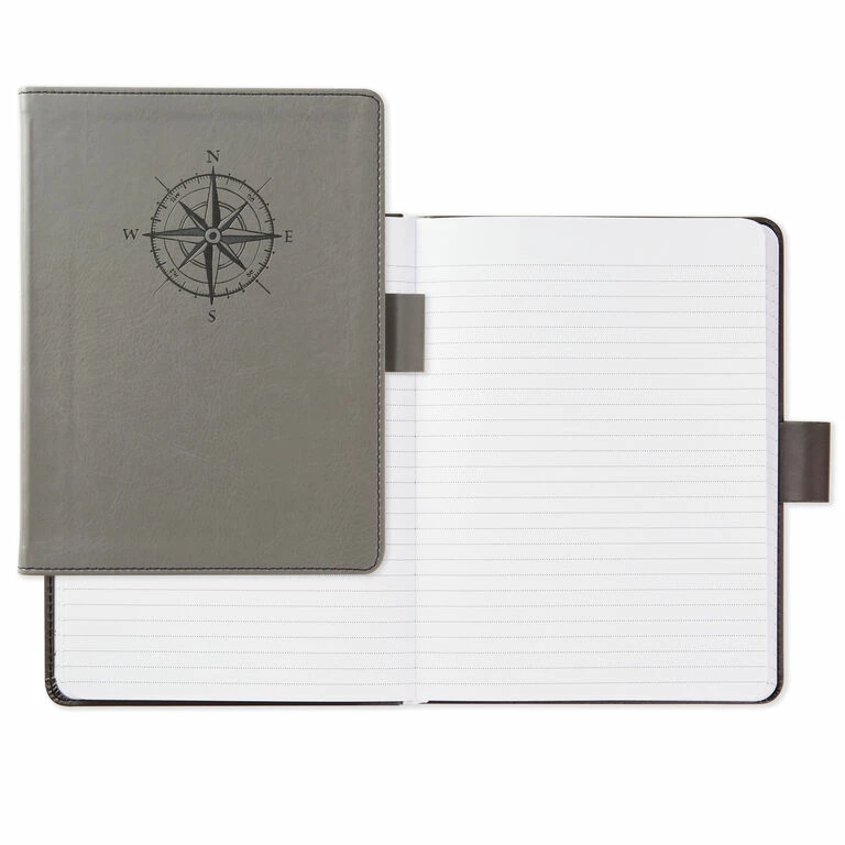 Hallmark Gray Etched Compass Faux Leather Notebook 2 Hallmark Gray Etched Compass Faux Leather Notebook - Image 2