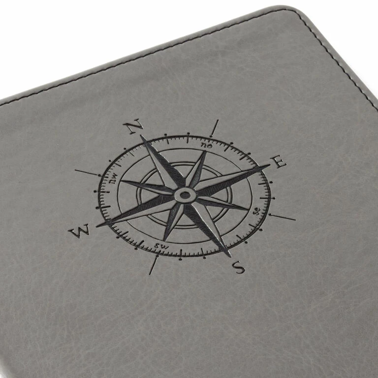 Hallmark Gray Etched Compass Faux Leather Notebook 5 Hallmark Gray Etched Compass Faux Leather Notebook - Image 5