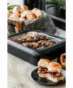 Charcoal Fancy Panz Rectangle Foil Pan 2-in-1 Deep Serving Tray 5 Charcoal Fancy Panz Rectangle Foil Pan 2-in-1 Deep Serving Tray -Department Store Shop Gray Rectangle Serving Tray With Lid for Foil Pans FPD03 03