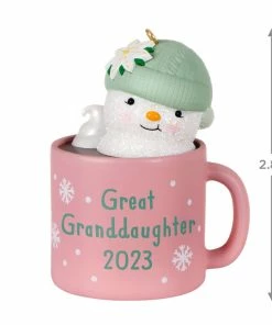 Hallmark Great-Granddaughter Hot Cocoa Mug 2023 Ornament 8 Hallmark Great-Granddaughter Hot Cocoa Mug 2023 Ornament -Department Store Shop GreatGranddaughter Snowman in Mug Keepsake Ornament 1399QGO2559 03