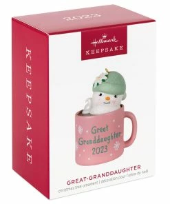 Hallmark Great-Granddaughter Hot Cocoa Mug 2023 Ornament 9 Hallmark Great-Granddaughter Hot Cocoa Mug 2023 Ornament -Department Store Shop GreatGranddaughter Snowman in Mug Keepsake Ornament 1399QGO2559 04