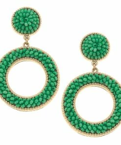 Talulah Green Seed Bead Drop Earrings