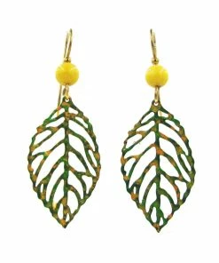 Silver Forest Metal Open Leaf Drop Earrings