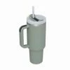 Green Insulated Stainless Steel Travel Mug With Straw, 40 Oz.