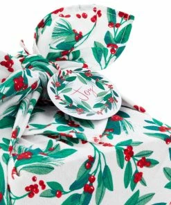 Hallmark 26" Greenery And Berries Christmas Fabric Gift Wrap With Twine And Tag 11 Hallmark 26" Greenery And Berries Christmas Fabric Gift Wrap With Twine And Tag -Department Store Shop Greenery and Berries Christmas Fabric Gift Wrap With Tag 5XW2087 06