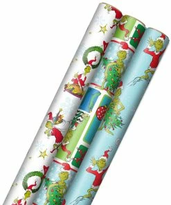 Hallmark Dr. Seuss™ Grinch 3-Pack Christmas Wrapping Paper Assortment, 105 Sq. Ft.