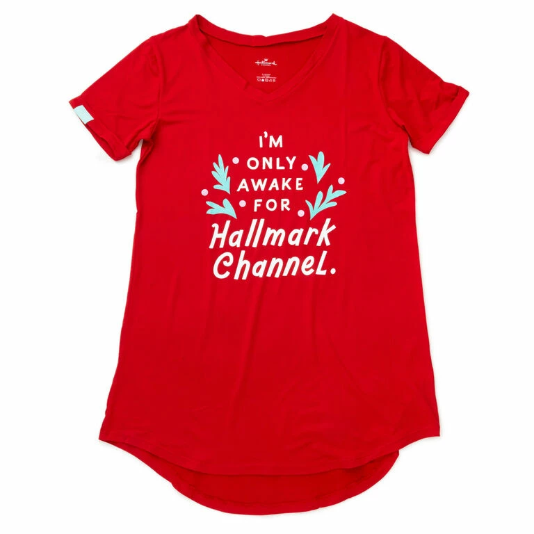 Hallmark Channel Only Awake Oversized Women's Red Sleep Shirt, Small/Medium 1 Hallmark Channel Only Awake Oversized Women's Red Sleep Shirt, Small/Medium