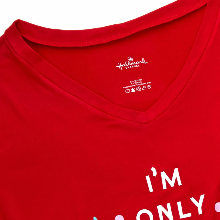 Hallmark Channel Only Awake Oversized Women's Red Sleep Shirt, Small/Medium 4 Hallmark Channel Only Awake Oversized Women's Red Sleep Shirt, Small/Medium - Image 4