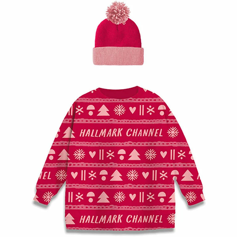 Hallmark Channel Knit Pattern Wine Sleeve And Hat, Set Of 2 1 Hallmark Channel Knit Pattern Wine Sleeve And Hat, Set Of 2