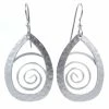 Hammered Silver Teardrop With Coil Metal Drop Earrings