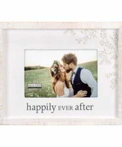 Malden Happily Ever After Rustic White Wood Picture Frame, 4x6