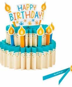 Hallmark Happy Birthday Cake 3-D Pop-Up Honeycomb Centerpiece