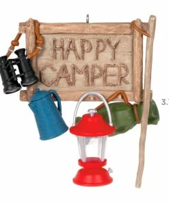 Hallmark Happy Camper Ornament -Department Store Shop Happy Camper Sign and Gear Keepsake Ornament 1899QGO2917 03
