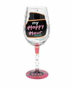Lolita Happy Hour Handpainted Wine Glass, 15 Oz. -Department Store Shop Happy Hour Handpainted Wine Glass 6012022 02