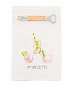 Mud Pie Happy Hour Tea Towel And Bar Tool, Set Of 2