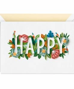 Hallmark Floral Happy Quilled Paper Handmade Birthday Card