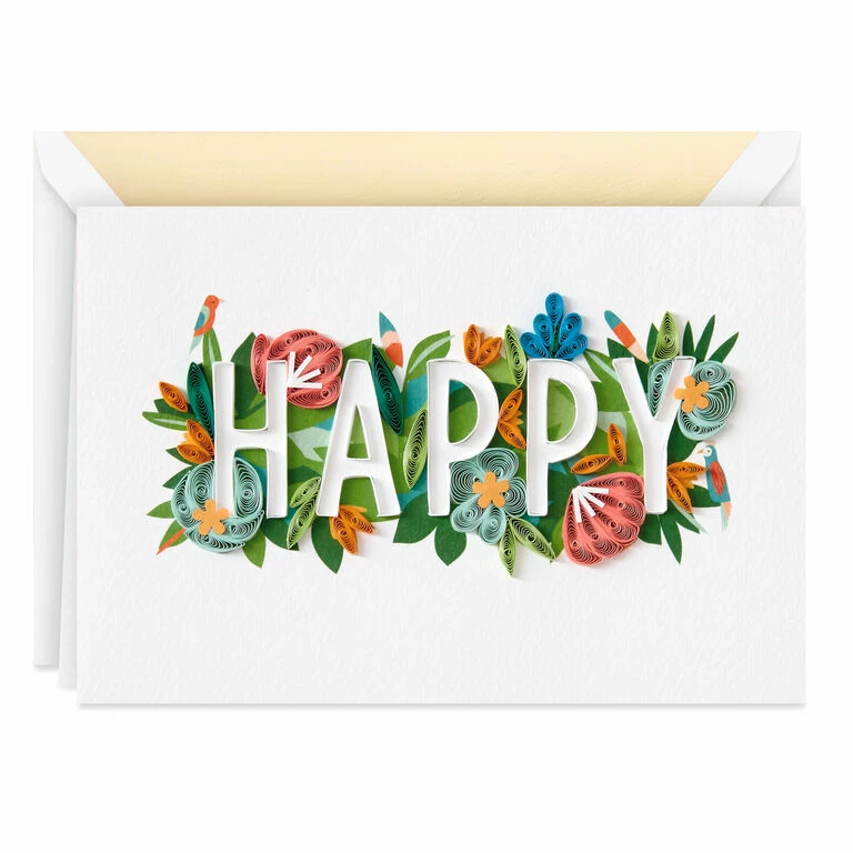 Hallmark Floral Happy Quilled Paper Handmade Birthday Card 1 Hallmark Floral Happy Quilled Paper Handmade Birthday Card