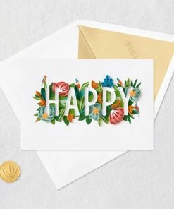 Hallmark Floral Happy Quilled Paper Handmade Birthday Card 12 Hallmark Floral Happy Quilled Paper Handmade Birthday Card -Department Store Shop Happy and Flowers Quilled Paper Birthday Card for Her 1299LAD2728 05