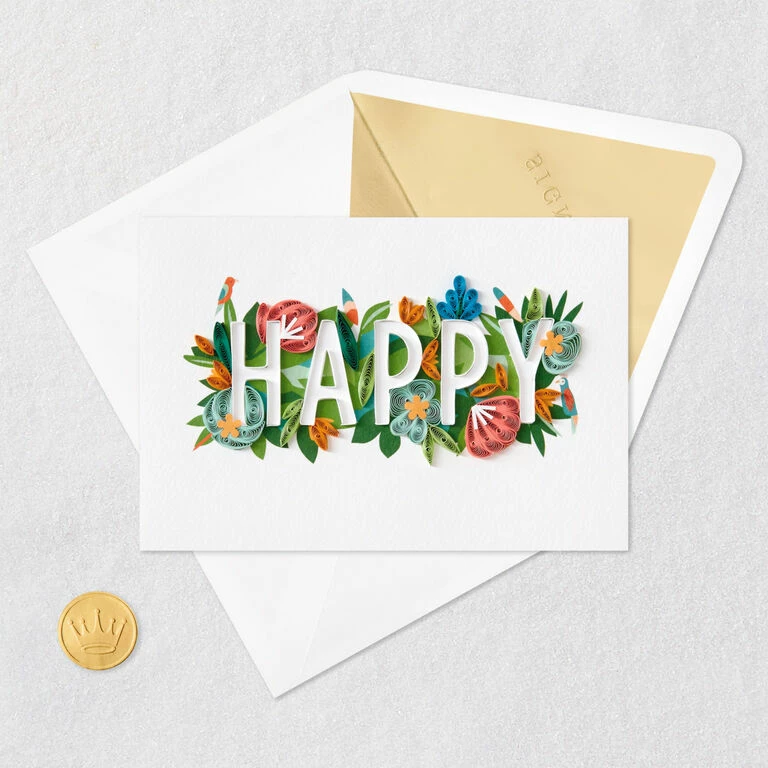 Hallmark Floral Happy Quilled Paper Handmade Birthday Card 5 Hallmark Floral Happy Quilled Paper Handmade Birthday Card - Image 5
