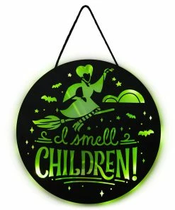 Hallmark Disney Hocus Pocus I Smell Children Porch Decor With Light -Department Store Shop Hocus Pocus LightUp Metal Door Sign 1HGN1526 03