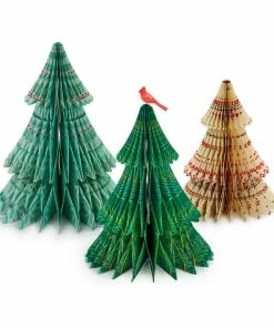 Hallmark Honeycomb Trees 3D Pop-Up Christmas Decorations, Set Of 3