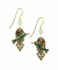 Silver Forest Hummingbird Layered Gold-Tone Metal Drop Earrings