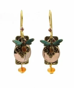 Silver Forest Insect Layered Gold-Tone Mixed Metal Earrings