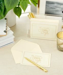 Hallmark Bulk Ivory And Gold Blank Wedding Thank-You Notes, Box Of 100 -Department Store Shop Ivory and Gold Blank Wedding ThankYou Notes Bulk Pack 5STZ1065 07