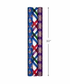 Hallmark Jewel Tones Assorted 3-Pack Christmas Wrapping Paper, 120 Sq. Ft. -Department Store Shop Jewel Tones Christmas Wrapping Paper Set 5JXW1251 08