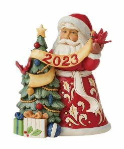 Enesco Jim Shore Dated 2023 Santa And Christmas Tree Figurine, 7.2"