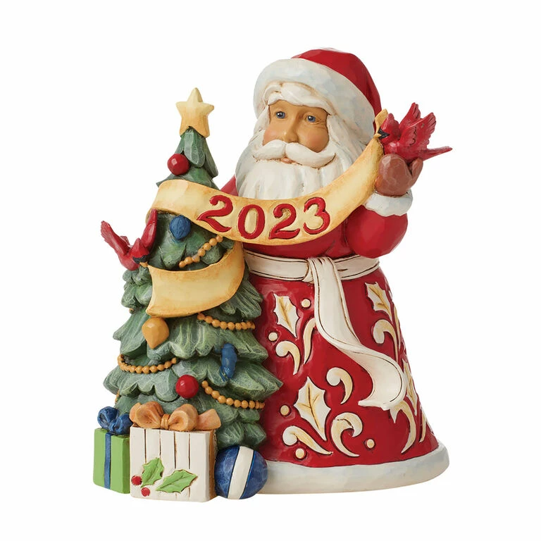 Enesco Jim Shore Dated 2023 Santa And Christmas Tree Figurine, 7.2" 1 Enesco Jim Shore Dated 2023 Santa And Christmas Tree Figurine, 7.2"